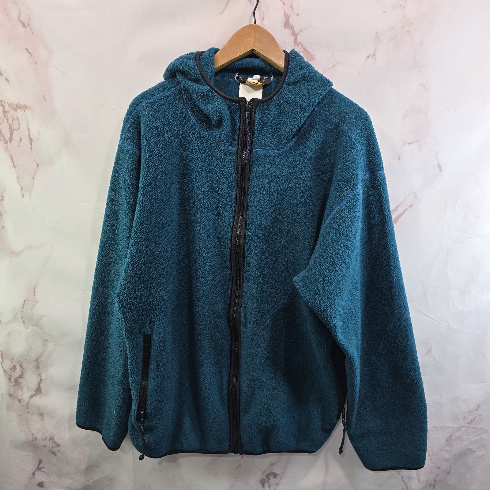 Rei Jacket Mens Xl Green Full Zip Fleece Hooded Vintage 90s Dark Forest